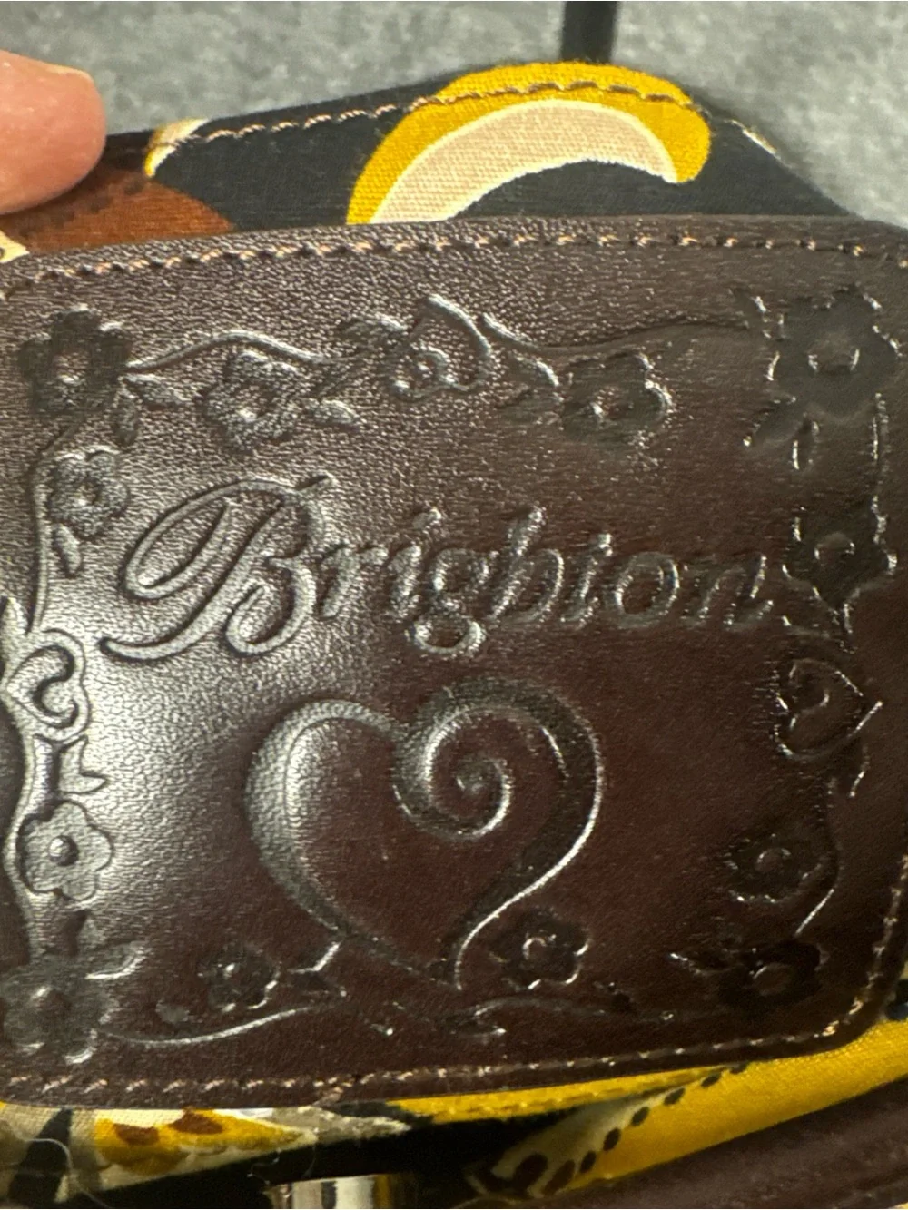 Brighton Woven Raffia & Croc Embossed Leather Purse Floral Lining Boho Beach